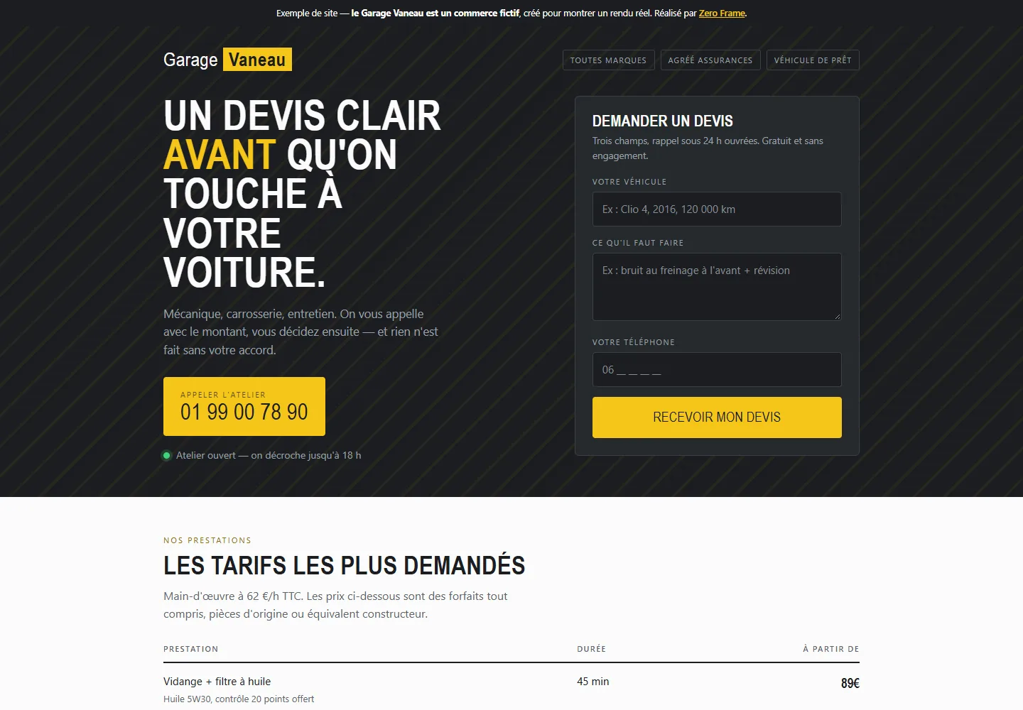 Aperçu du site Garage Vaneau